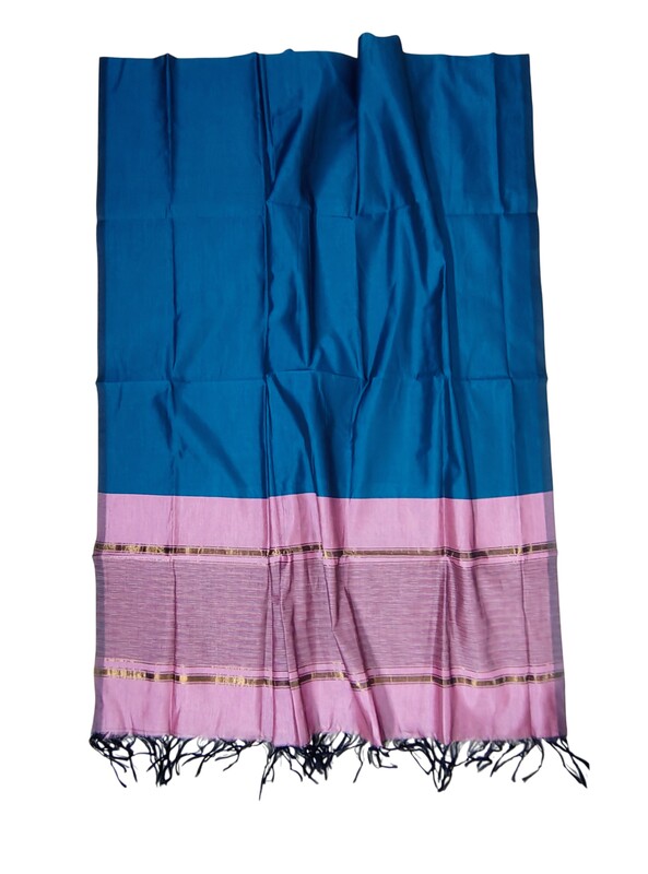 Plum Pochampally Ikkat Silk Dress Material with Dupatta