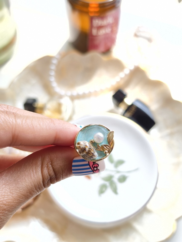 Sea Pearl Enamel Ring