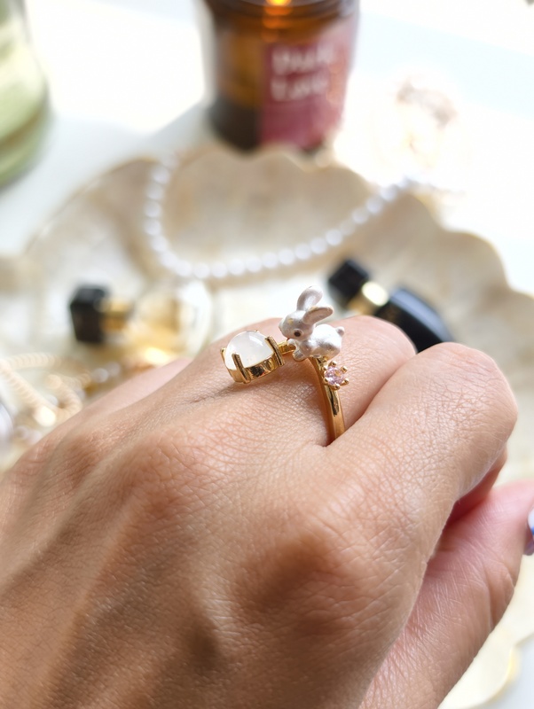 Moon Bunny Charm Ring