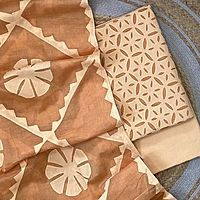 Handcrafted Barmeri Applique Cut-Work Unstitched Suit Set – Natural Dyed Cotton | 1001