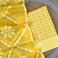 Handcrafted Barmeri Applique Cut-Work Unstitched Suit Set – Natural Dyed Cotton | 1002