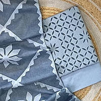 Handcrafted Barmeri Applique Cut-Work Unstitched Suit Set – Natural Dyed Cotton | 1006