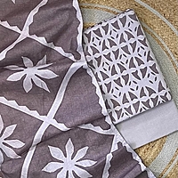 Handcrafted Barmeri Applique Cut-Work Unstitched Suit Set – Natural Dyed Cotton | 1007