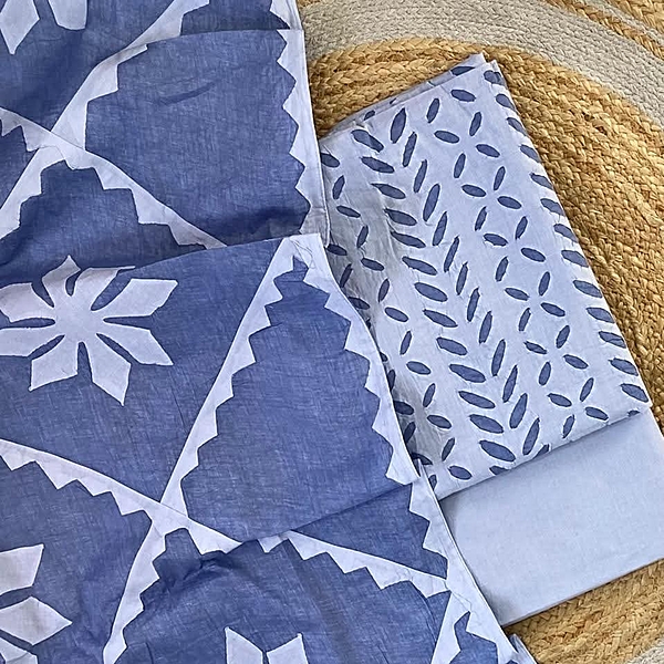 Handcrafted Barmeri Applique Cut-Work Unstitched Suit Set | 1012