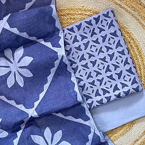 Handcrafted Barmeri Applique Cut-Work Unstitched Suit Set | 1013