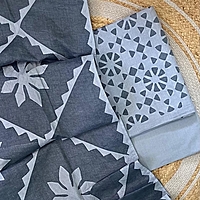 Handcrafted Barmeri Applique Cut-Work Unstitched Suit Set | 1014