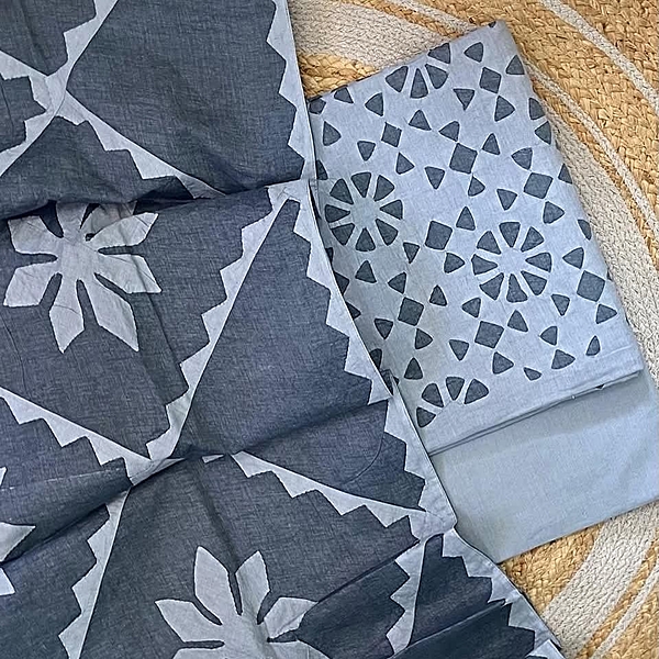 Handcrafted Barmeri Applique Cut-Work Unstitched Suit Set | 1014