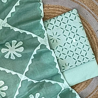 Handcrafted Barmeri Applique Cut-Work Unstitched Suit Set | 1017