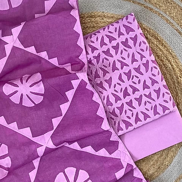 Handcrafted Barmeri Applique Cut-Work Unstitched Suit Set | 1018