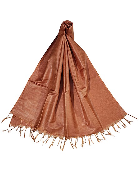 Rust Solid Cotton Silk Dupatta