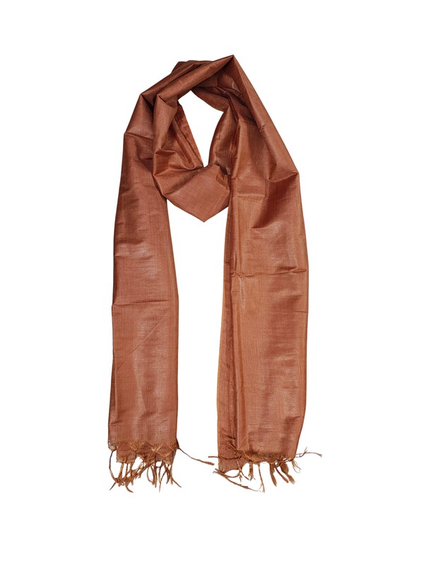Rust Solid Cotton Silk Dupatta