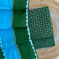 Handcrafted Barmeri Applique Multi-Color Dupatta Suit - Unstitched | 3001