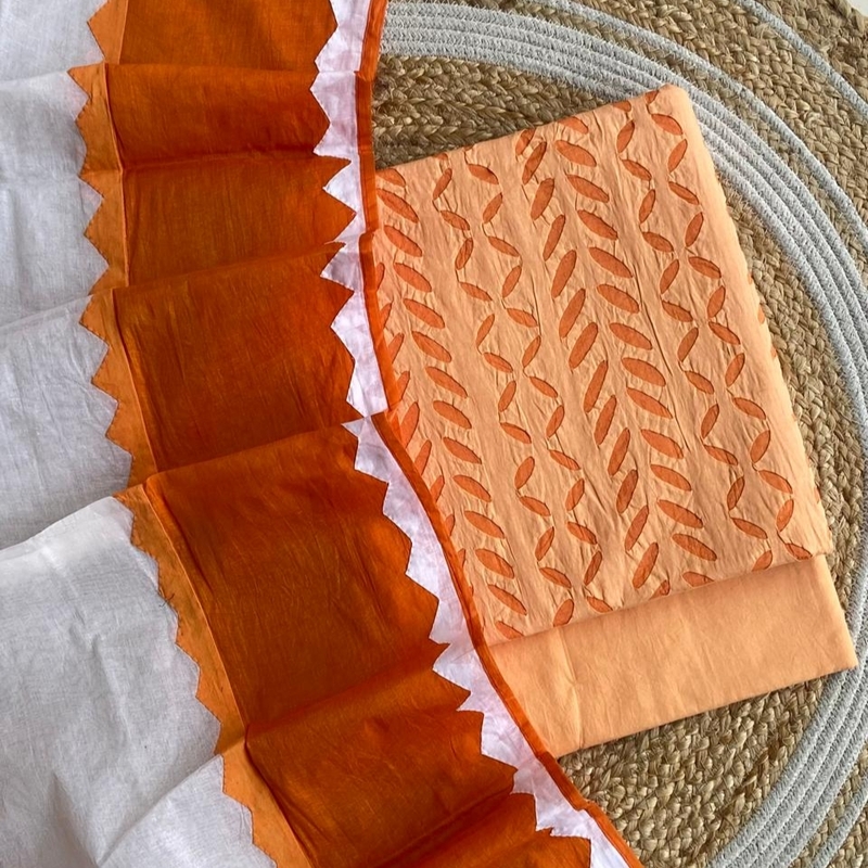 Handcrafted Barmeri Applique Multi-Color Dupatta Suit - Unstitched | 3003