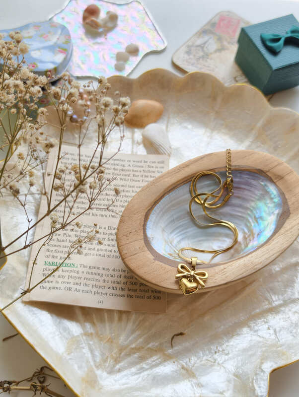 Golden Ribbon Heart Necklace