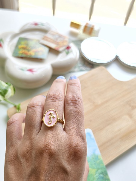 Coral Seahorse Ring