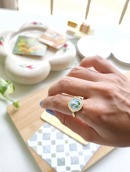 Aqua Pearl Bloom Ring