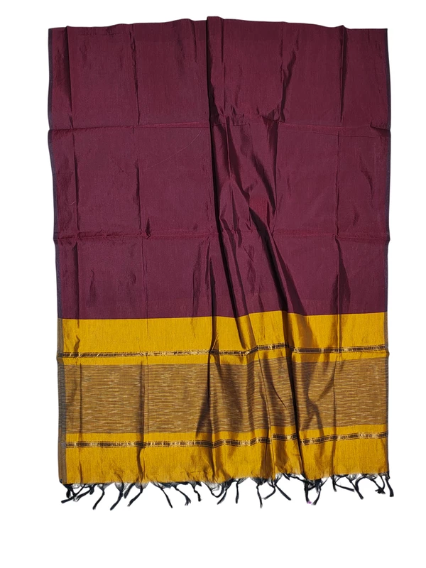 Beige & Maroon Pochampally Ikkat Silk Unstitched Suit Set