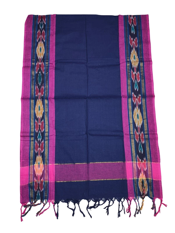 Dark Pink Mangalagiri Cotton Unstitched Salwar Suit with Ikkat Border for Women
