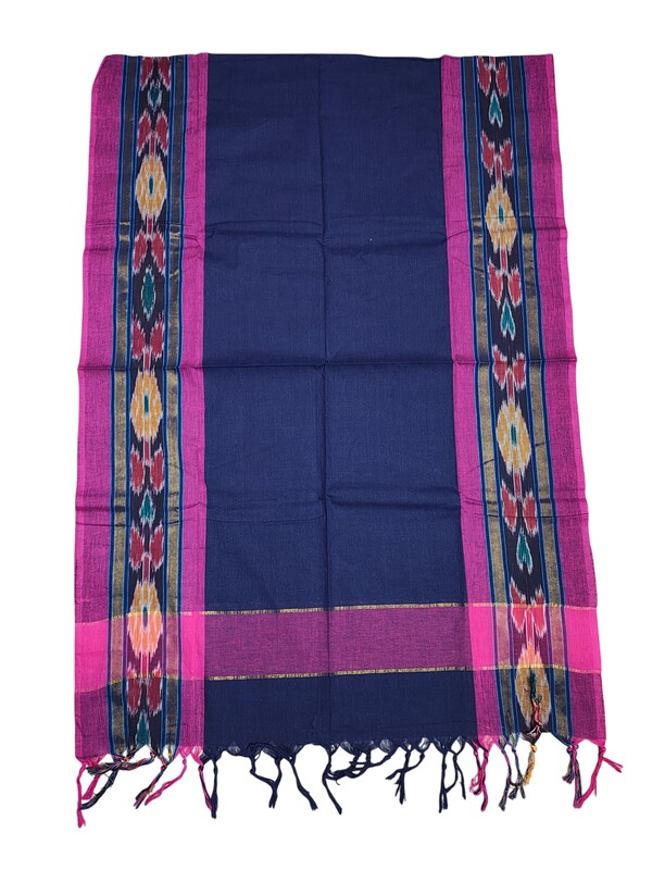 Dark Pink Mangalagiri Cotton Unstitched Salwar Suit with Ikkat Border for Women