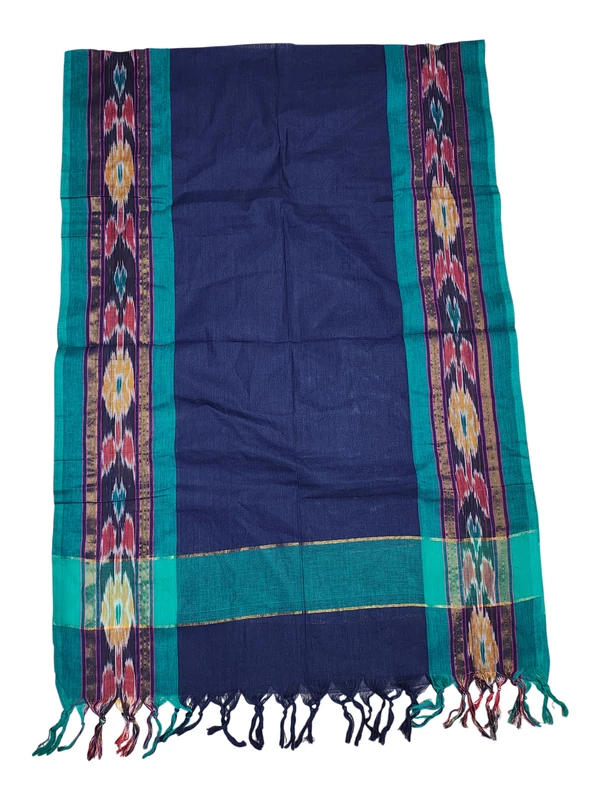 Peacock Green Mangalagiri Cotton Unstitched Salwar Suit with Ikkat Border for Women