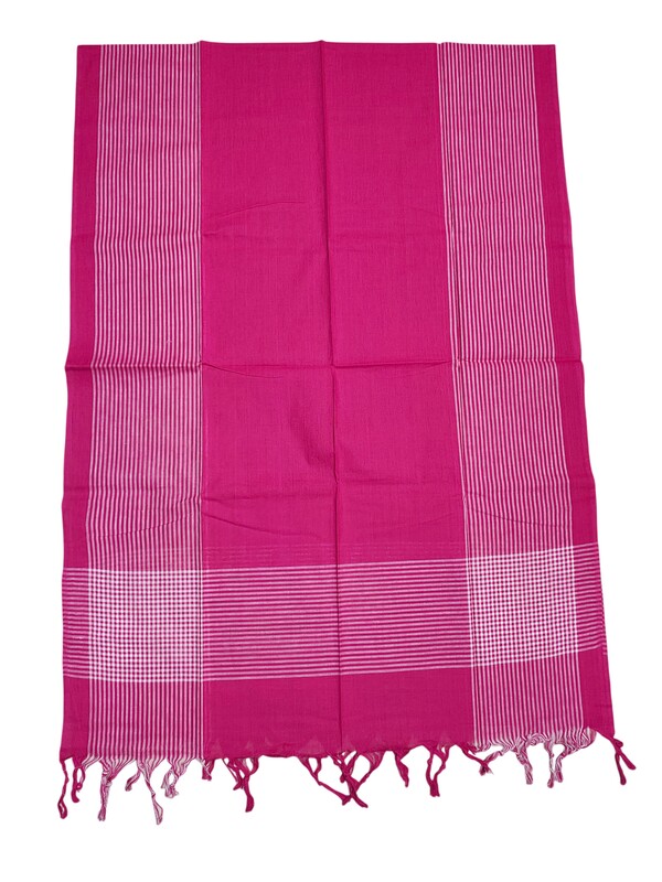 Pink Handloom Cotton Unstitched Salwar Suit Set with Ikkat Border for Women