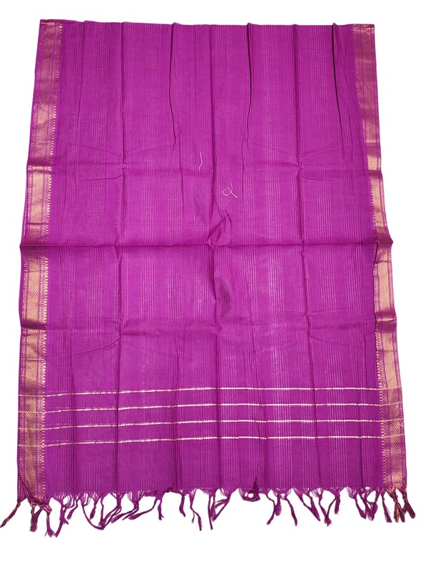 Blue & Pink Mangalagiri Cotton Unstitched Salwar Suit Set with Dupatta for Women