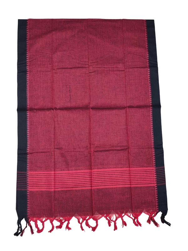 Black Handloom Cotton Unstitched Salwar Suit Set with Temple Border for Women