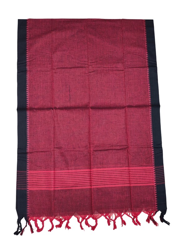 Black Handloom Cotton Unstitched Salwar Suit Set with Temple Border for Women