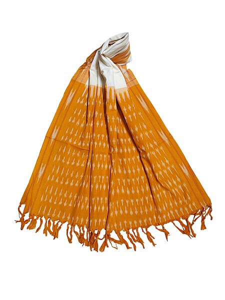 Yellow Pochampally Ikkat Pure Cotton Dupatta for Women