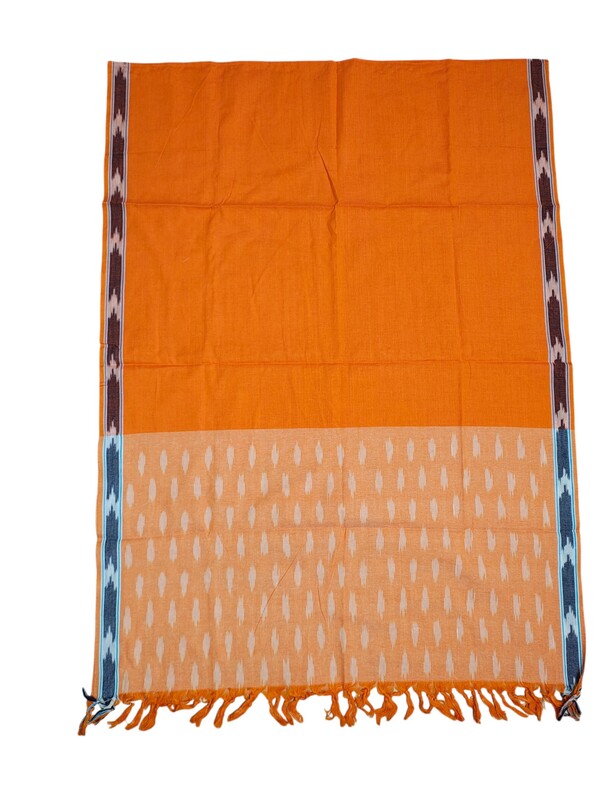Orange Pochampally Ikkat Pure Cotton Dupatta for Women