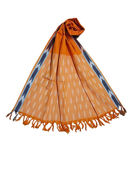 Orange Pochampally Ikkat Pure Cotton Dupatta for Women