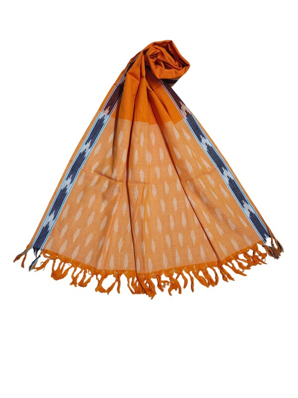 Orange Pochampally Ikkat Pure Cotton Dupatta for Women