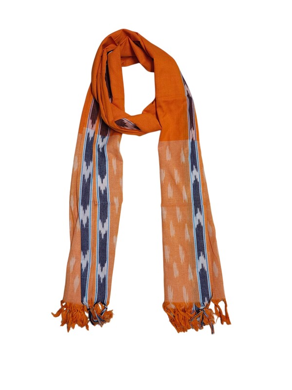 Orange Pochampally Ikkat Pure Cotton Dupatta for Women