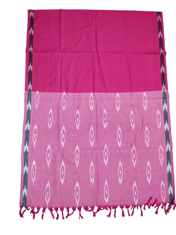 Dark Pink Pochampally Ikkat Pure Cotton Dupatta for Women