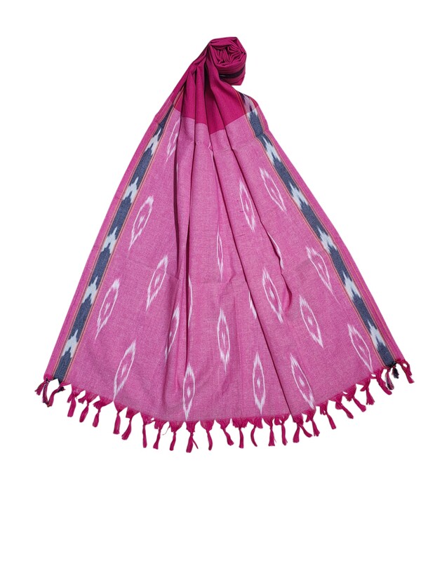 Dark Pink Pochampally Ikkat Pure Cotton Dupatta for Women