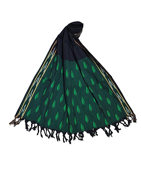 Green Pochampally Ikkat Pure Cotton Dupatta for Women