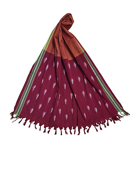 Maroon Pochampally Ikkat Pure Cotton Dupatta for Women