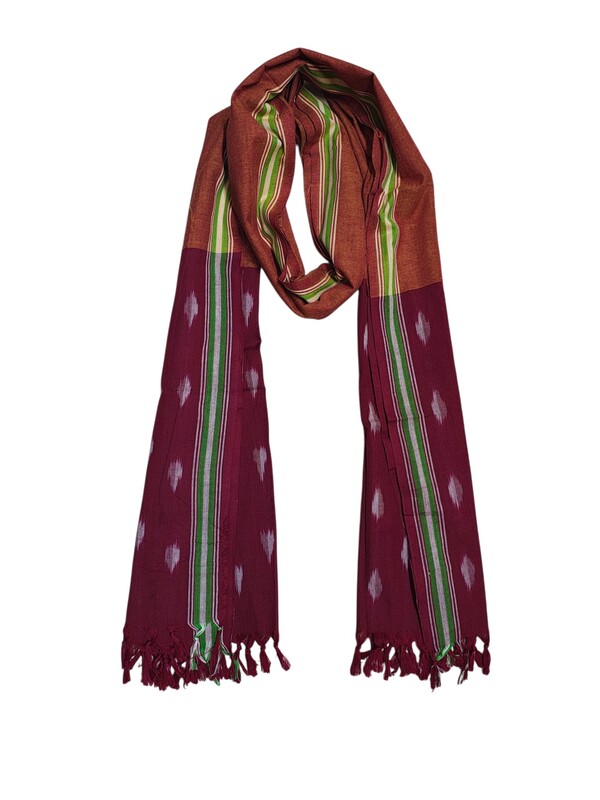 Maroon Pochampally Ikkat Pure Cotton Dupatta for Women