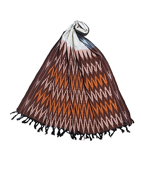 Rust Pochampally Ikkat Pure Cotton Dupatta for Women