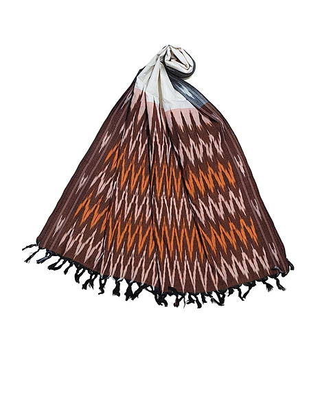 Rust Pochampally Ikkat Pure Cotton Dupatta for Women