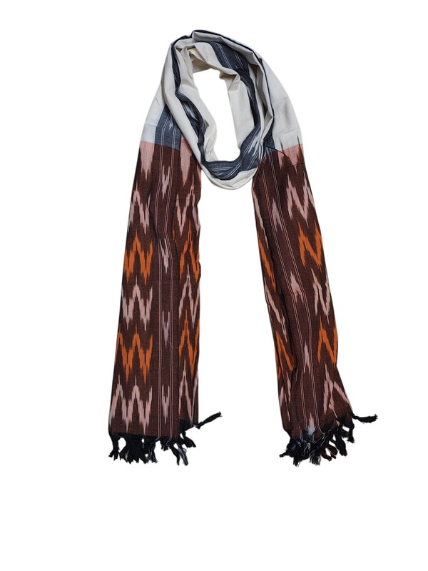 Rust Pochampally Ikkat Pure Cotton Dupatta for Women