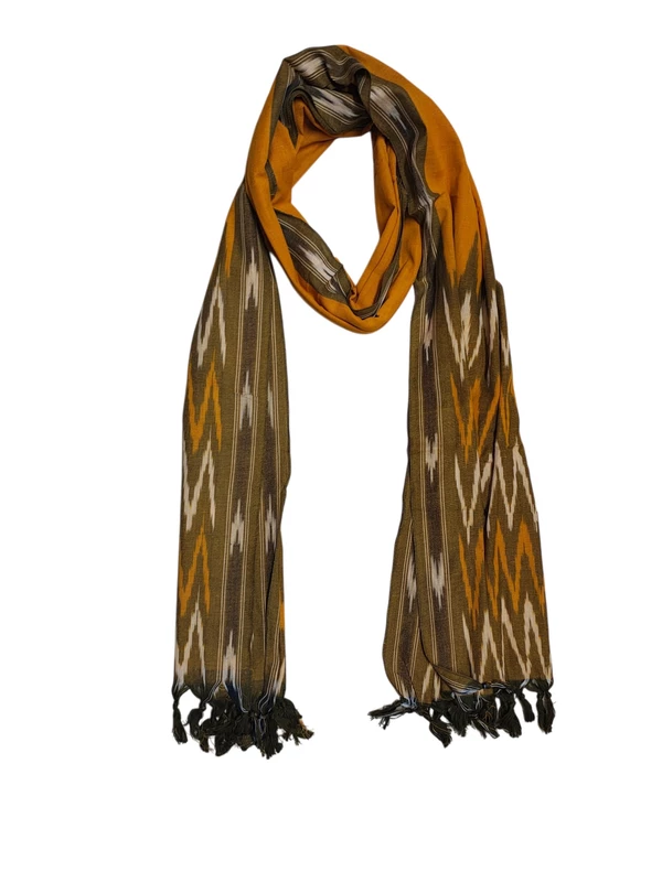 Mustard & Olive Pochampally Ikkat Pure Cotton Dupatta for Women