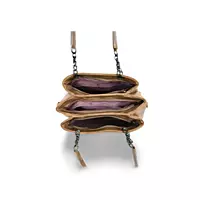 Classic Tan Textured Shoulder Bag with Chain Handles