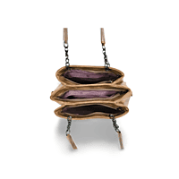 Classic Tan Textured Shoulder Bag with Chain Handles