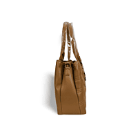 Tan Quilted Handbag with Dual Handles