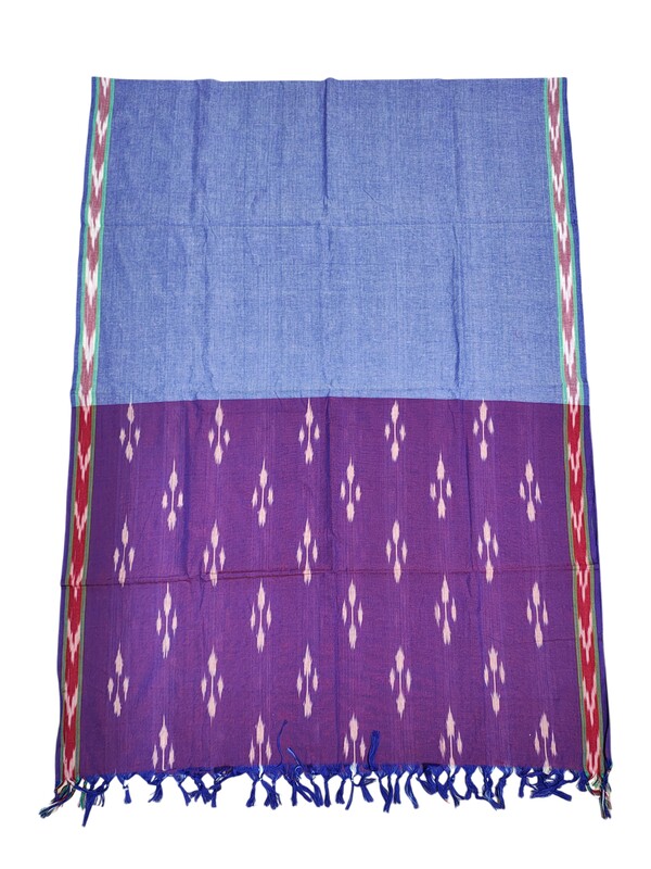 Purple Pure Cotton Ikkat Unstitched Salwar Suit Set with Dupatta