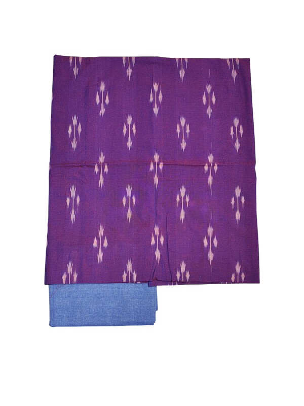 Purple Pure Cotton Ikkat Unstitched Salwar Suit Set with Dupatta