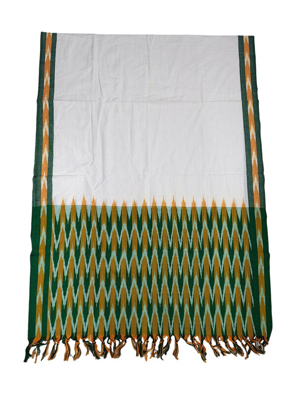 Green Pochampally Ikkat Cotton Unstitched Salwar Suit Set with Dupatta