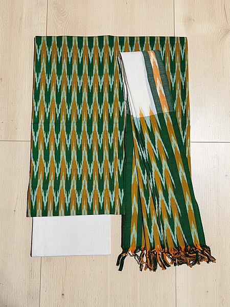 Green Pochampally Ikkat Cotton Unstitched Salwar Suit Set with Dupatta