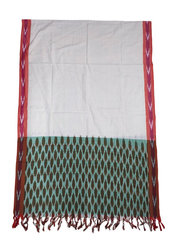 Mint Green Pochampally Ikkat Cotton Unstitched Salwar Suit Dress Material with Dupatta